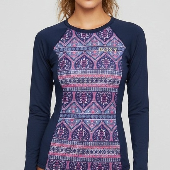Roxy Other - Roxy Waves Long Sleeve Rash Guard Swim Shirt UPF 50 Stretchy Women's Size S